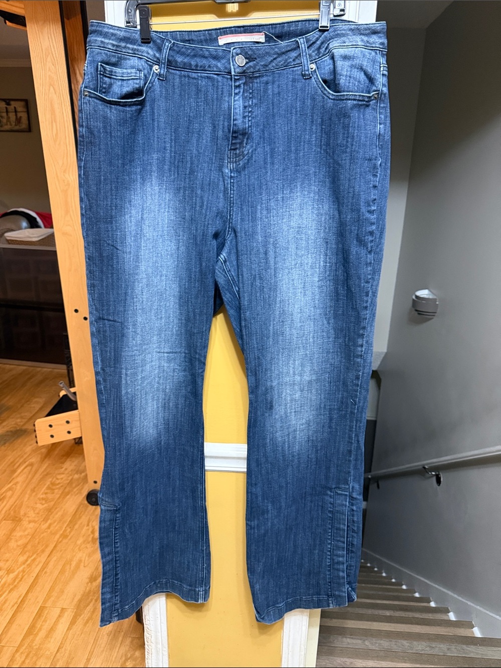 Standards & Practices Size 20 Blue Stretch Jeans Ankle Slit Straight Leg
